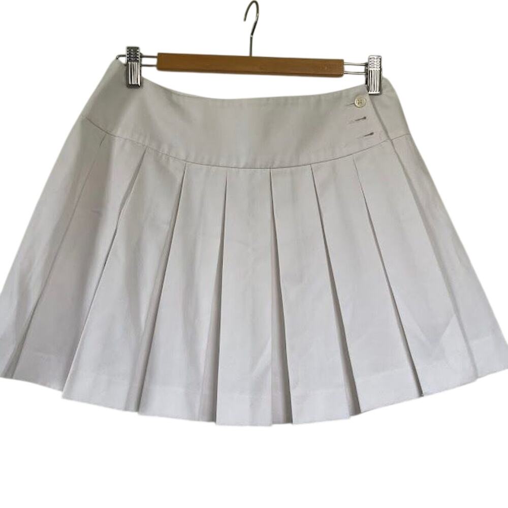 Brooks Brothers Country Club white pleated A-line chino skirt